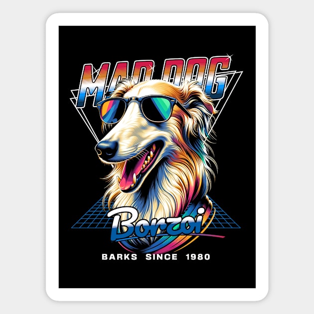 Mad Dog Borzoi Dog Magnet by Miami Neon Designs